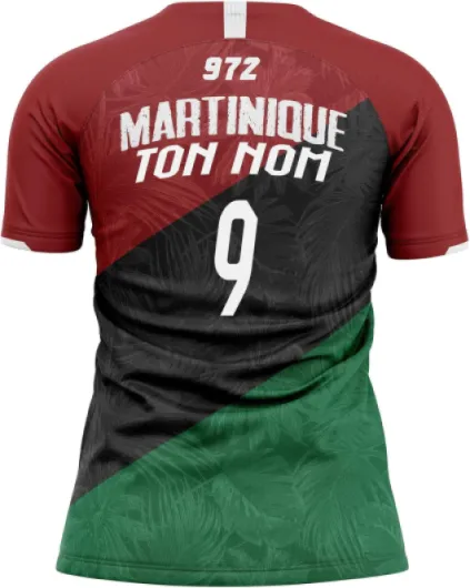 Maillot Martinique Femme Football 972 Microfibre Confortable, Cadeau, avec Drapeau, Tshirt S + Personnalisation