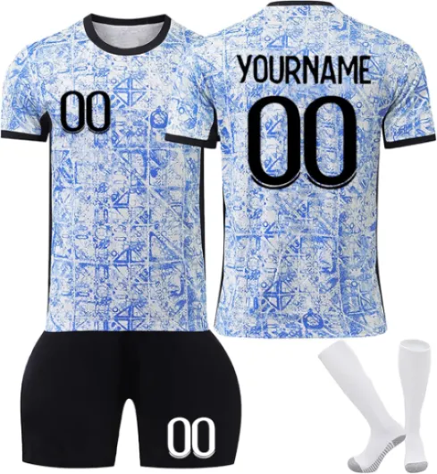 Maillot de Football Portugal Personnalisé (Nom/Nombre) pour Garçon & Homme, Ensemble de Foot Entraînement T-Shirt+Short+Chaussettes, Tissu Respirable – Idéal pour Matchs & Entraînements Portugal 5 Taille unique