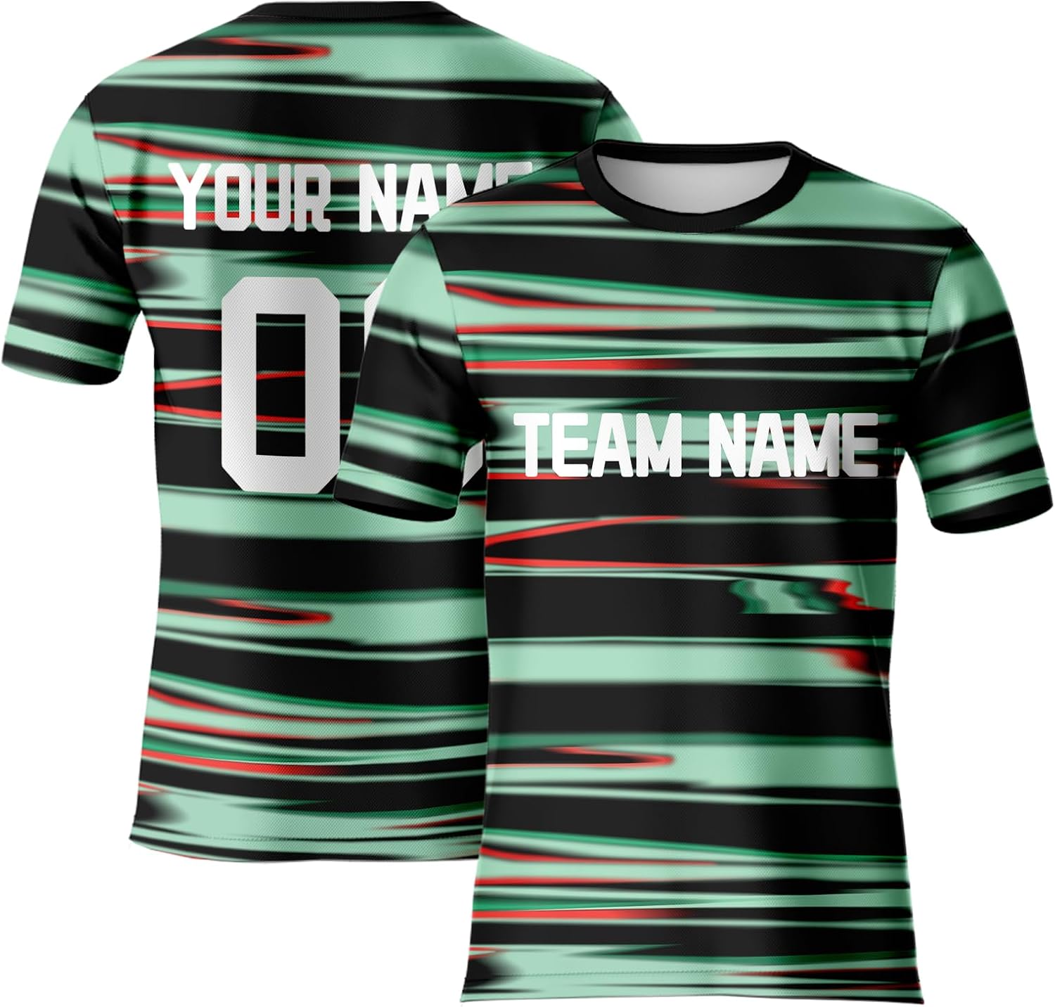 Maillot de football Portugal pré-match 2025 – Maillot de football portugais rayé pour hommes, femmes, enfants – T-shirt de football personnalisé avec nom de l'équipe Vert XL