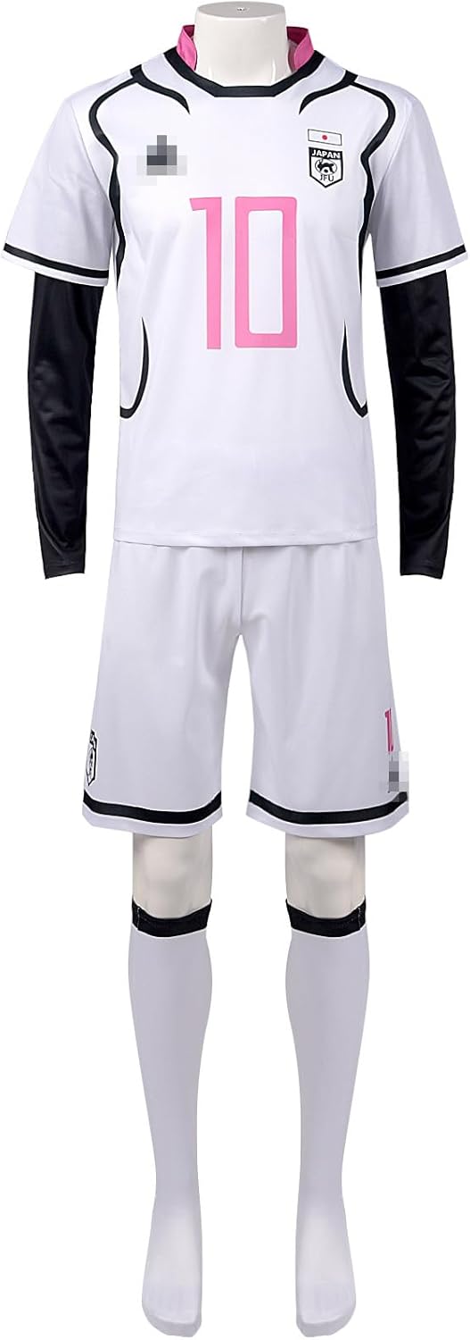 Costume de cosplay Itoshi Sae n° 10 - Pour cosplay de football, manga - Collant, jeu de rôle - Ensemble uniforme d'Halloween Costume M