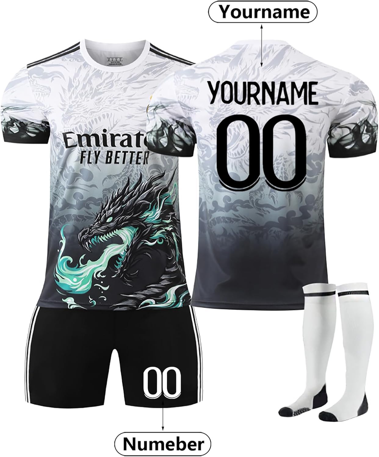 Générique Maillot De Foot Personnalisé Enfants Football Maillots De Soccer 24 25 Home Away avec Nom Et Numéro DIY T-Shirt Tenue De Sport Cadeau pour Garçon Et Homme