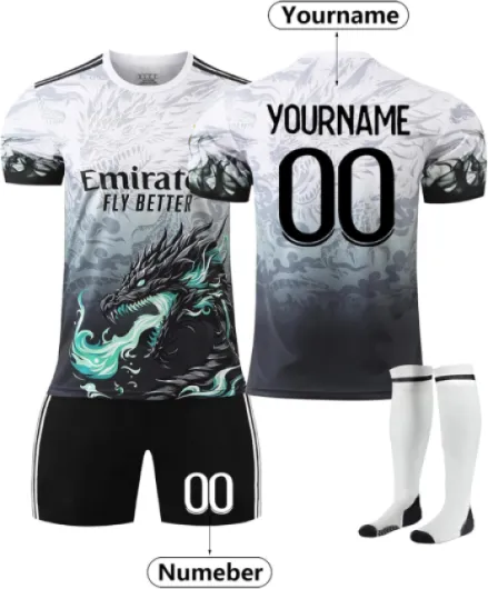 Générique Maillot De Foot Personnalisé Enfants Football Maillots De Soccer 24 25 Home Away avec Nom Et Numéro DIY T-Shirt Tenue De Sport Cadeau pour Garçon Et Homme