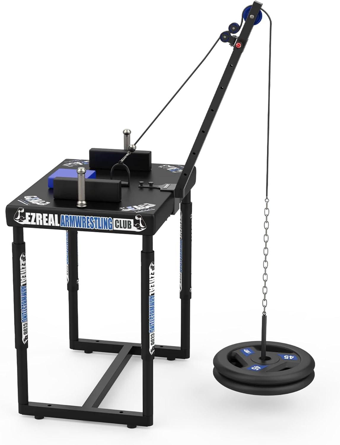 EAC Poulie Musculation Réglable pour Bras de Fer, Machine Musculation Poulie en Acier Robuste, Système d’Entraînement à Câble Compatible avec Disques