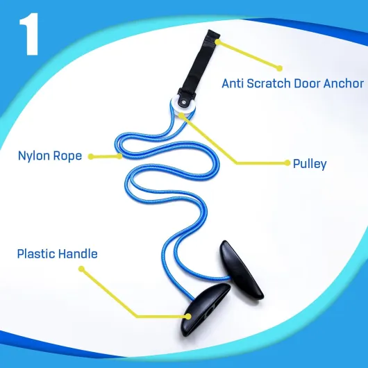 Poulie Entraînement d'épaule, Cordon Rehabilitation Physiothérapie d'épaule, Entraîneur Musculation d'épaule, Corde de Gymnastique de Fitness de Porte Suspendue bleu
