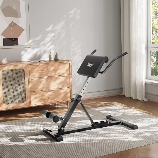 Banc de Musculation Réglable, Support Dorsal Hyperextension, Banc Abdominaux Fitness Fessiers/Abdominaux/Dos Banc Lombaire Dossier Réglable&Inclinable, Banc Musculation