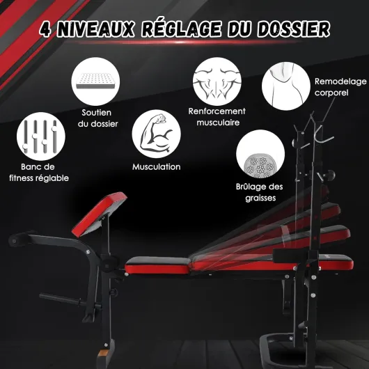 Banc Musculation Complet Musculation, Banc de Musculation Complet Fitness, Banc de Musculation Pliable&Inclinable, Banc Developper Coucher, Bancs de Musculation Multifonction Butterfly Réglable