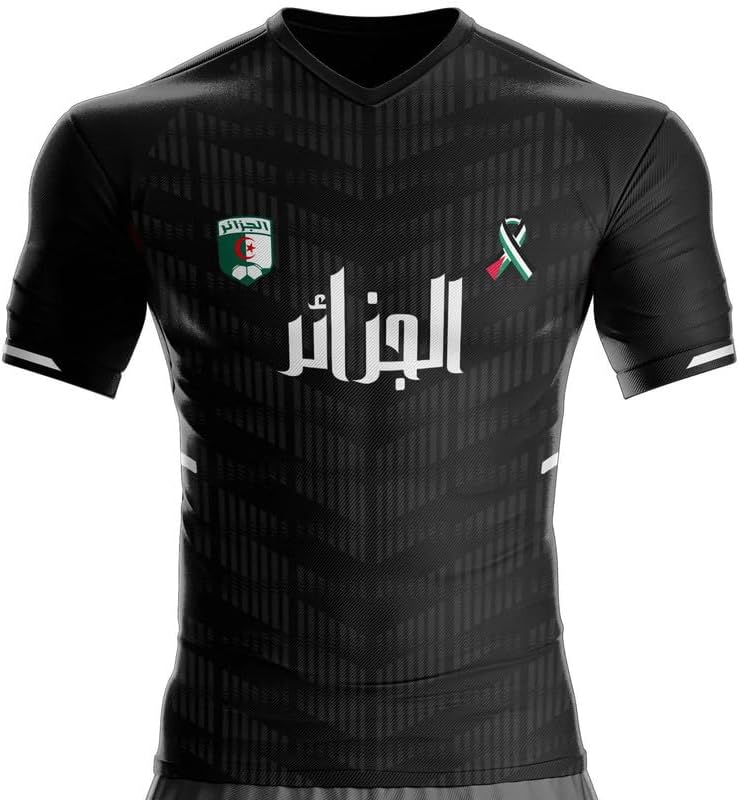 Maillot Algérie Palestine AG-63 Football Drapeau algérien L Noir