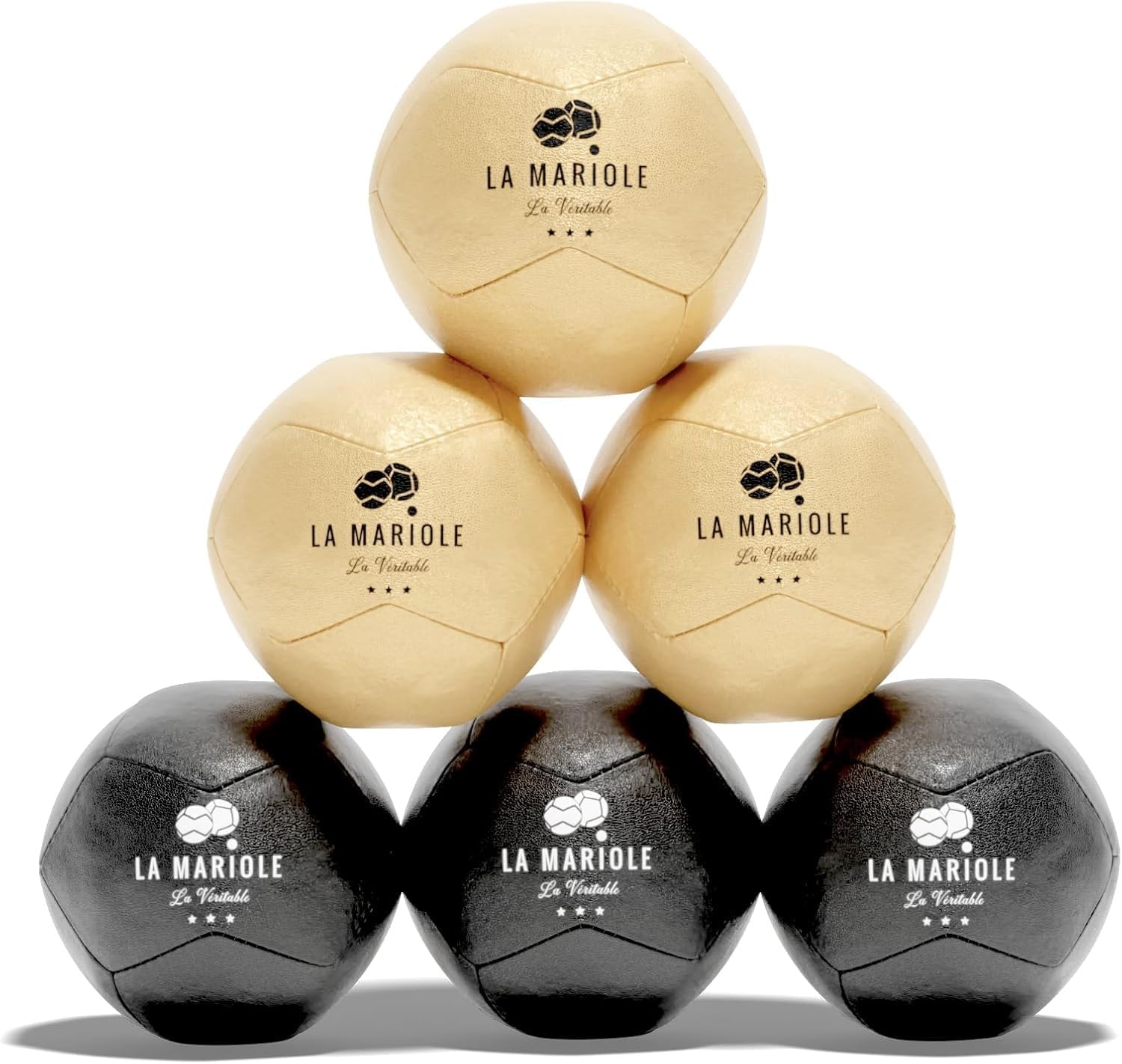 LA MARIOLE - Jeu de Boules de Pétanque Tout Terrain Intérieur Extérieur Indoor Outdoor - Pack Officiel V4 Noir & Gold