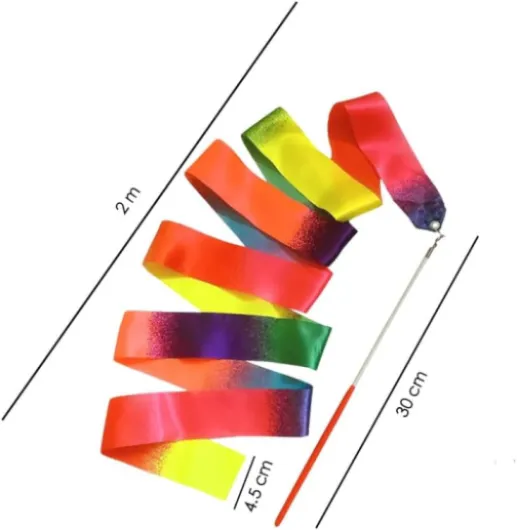 Ruban Danse, 2m Rubans Danse Scintillant Ruban de Gymnastique, Ruban de Gymnastique Rythmique pour Enfants Filles Danse Artistique, Gymnastique, Entraînement, Cadeaux, 2 pcs.