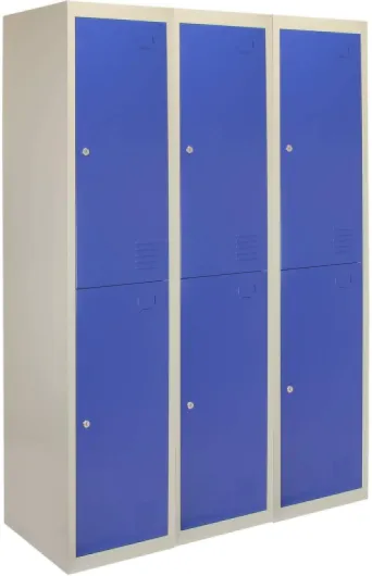 MonsterShop Lot de 3 casiers de rangement en métal à 2 portes en acier verrouillable Bleu et gris Ecole Gym Vestaire [Aimants GRATUITS] Livré à Plat