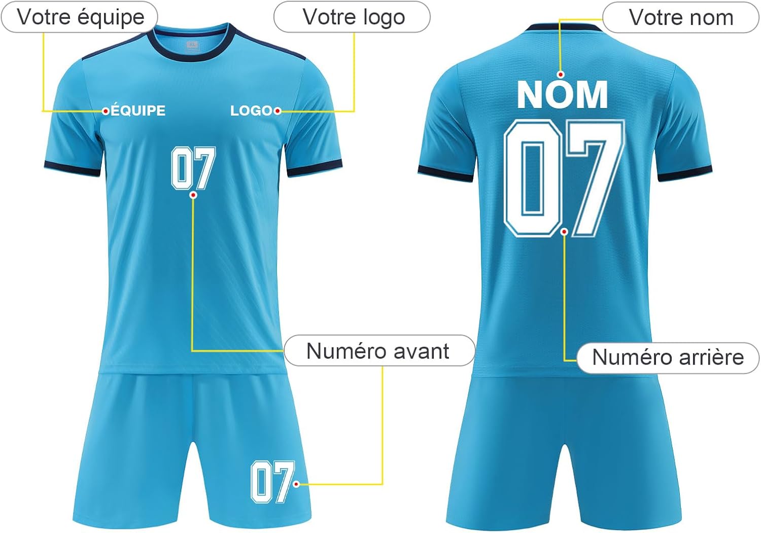 Maillot Football Personnalisé Enfant Adulte Maillot de Foot Simple sans Flocage Ensemble Foot Taille unique Rose