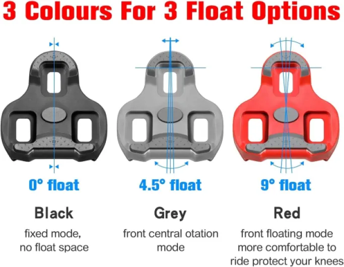 Cales de pédale de vélo Compatible avec Look keo pédale, Noir 0°,Gris 4,5 °,Rouge 9° Gris 4.5°