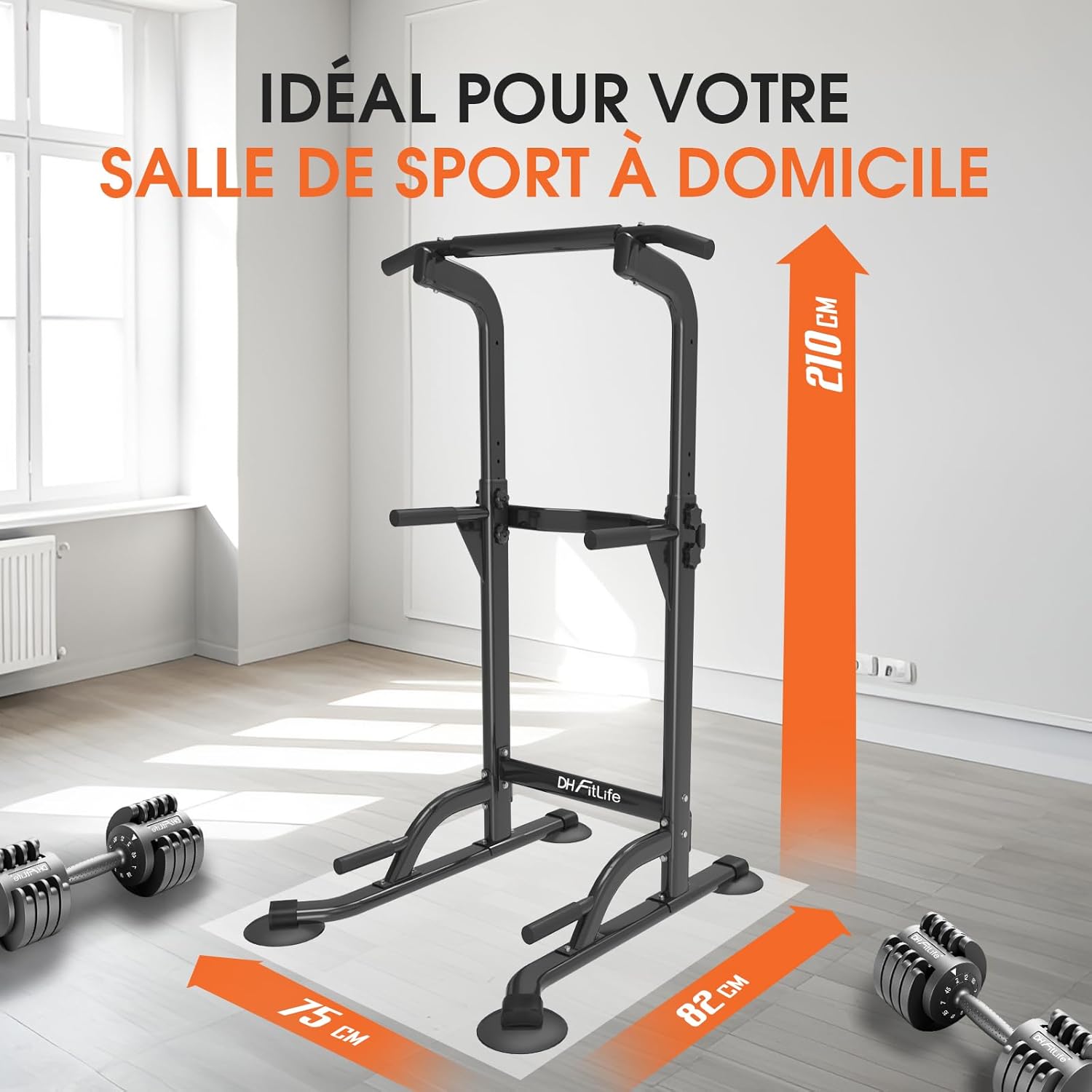 Power Tower Dip Station- Barre de traction autonome - Barre de dips pour le dos - Station de musculation Power Tower - Station de fitness - Rack de puissance pour salle de sport à domicile