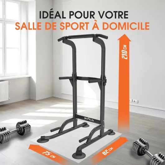 Power Tower Dip Station- Barre de traction autonome - Barre de dips pour le dos - Station de musculation Power Tower - Station de fitness - Rack de puissance pour salle de sport à domicile