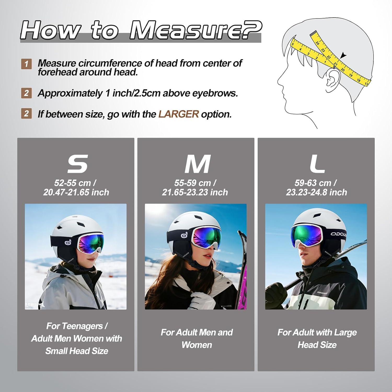 Kit de Casque de Ski avec Lunettes de Ski, Casque de Snowboard pour Hommes Femmes Adolescents Enfants, Casque de Ski réglable et Protection UV400 Lunettes de Ski Marron Changeant M（55-59CM）