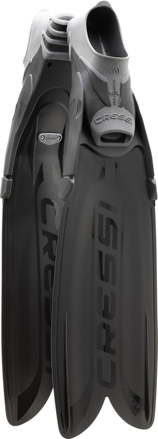CRESSI Gara Turbo Flex Fins - Palmes Performantes Réactives Légères Unisexes Système Gara Modulaire et Lames Interchangeables pour Plongée Apnée Chasse sous Marine Snorkeling, Noir 42/43