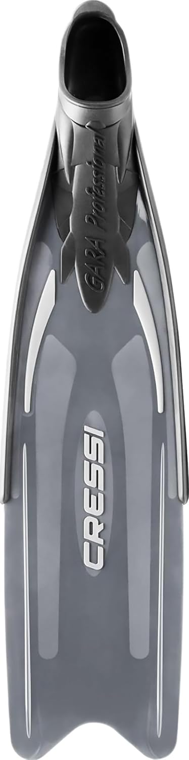 CRESSI Gara Professional LD Fins Silver - Palmes d'Apnée Unisexe à Lame Longue et Souple Haute Performance, Noir/Argent 46/47
