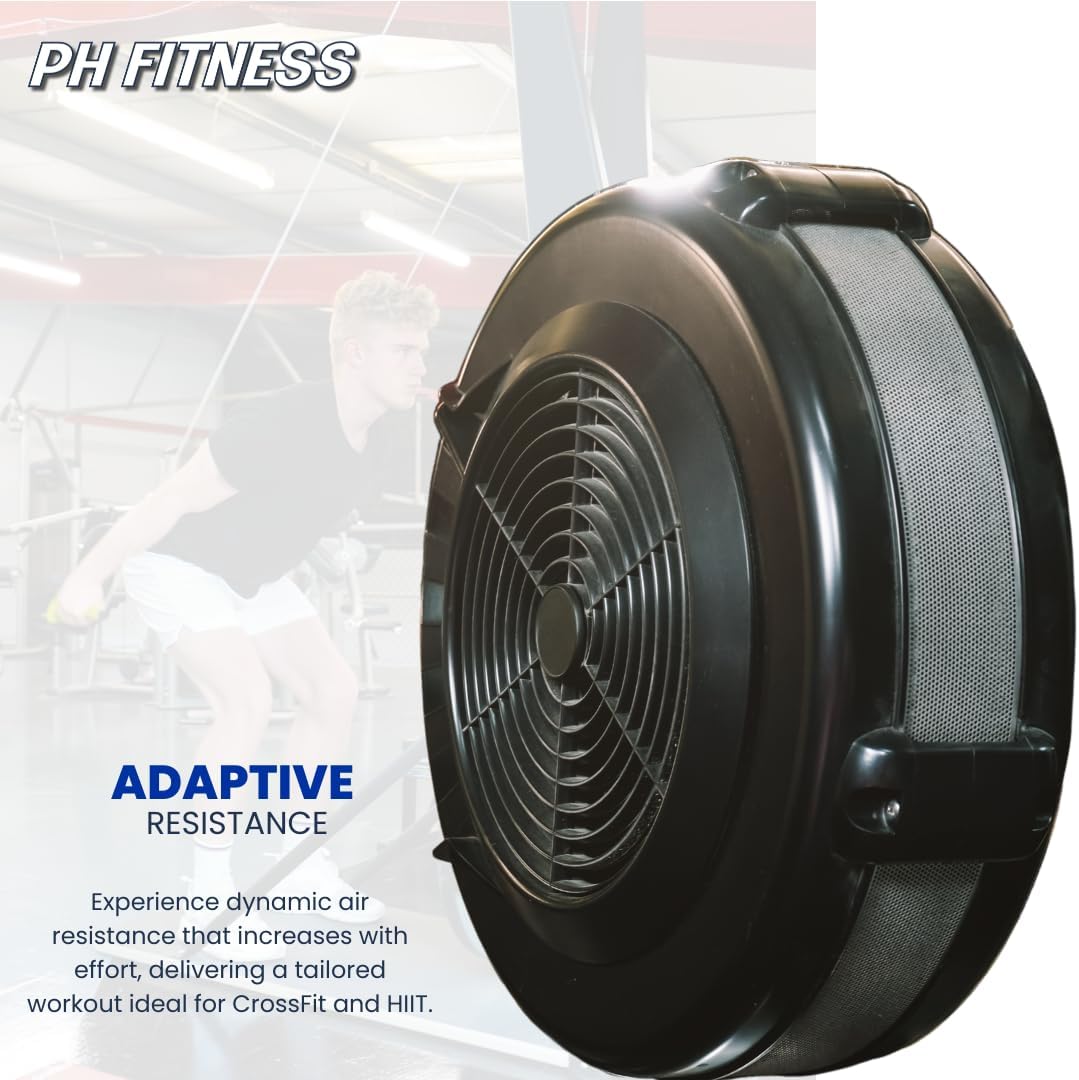 PH Fitness Ski Machine: Advanced Air Resistance Full Body Trainer - Crossfit Compact & HIIT SkiErg pour la Maison - Intensité réglable, Plaque de Base Durable & Design Ergonomique - Max 130kg