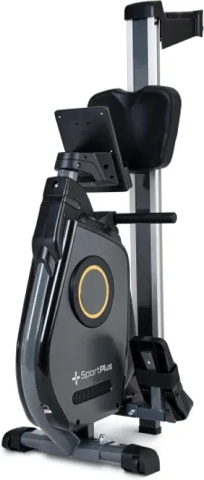 Rameur d'appartement, rameur Fitness Pliable avec Commande par appli et Frein magnétique de 24 Niveaux avec Masse d'inertie de 8 kg Black/Sun (New design)