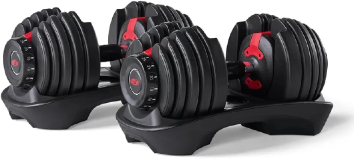 Bowflex SelectTech 552i Paire D’Haltères Réglables 2–24 kg, 15 Niveaux De Charge, Système Compact Gain De Place, Molette Rapide, Compatible JRNY