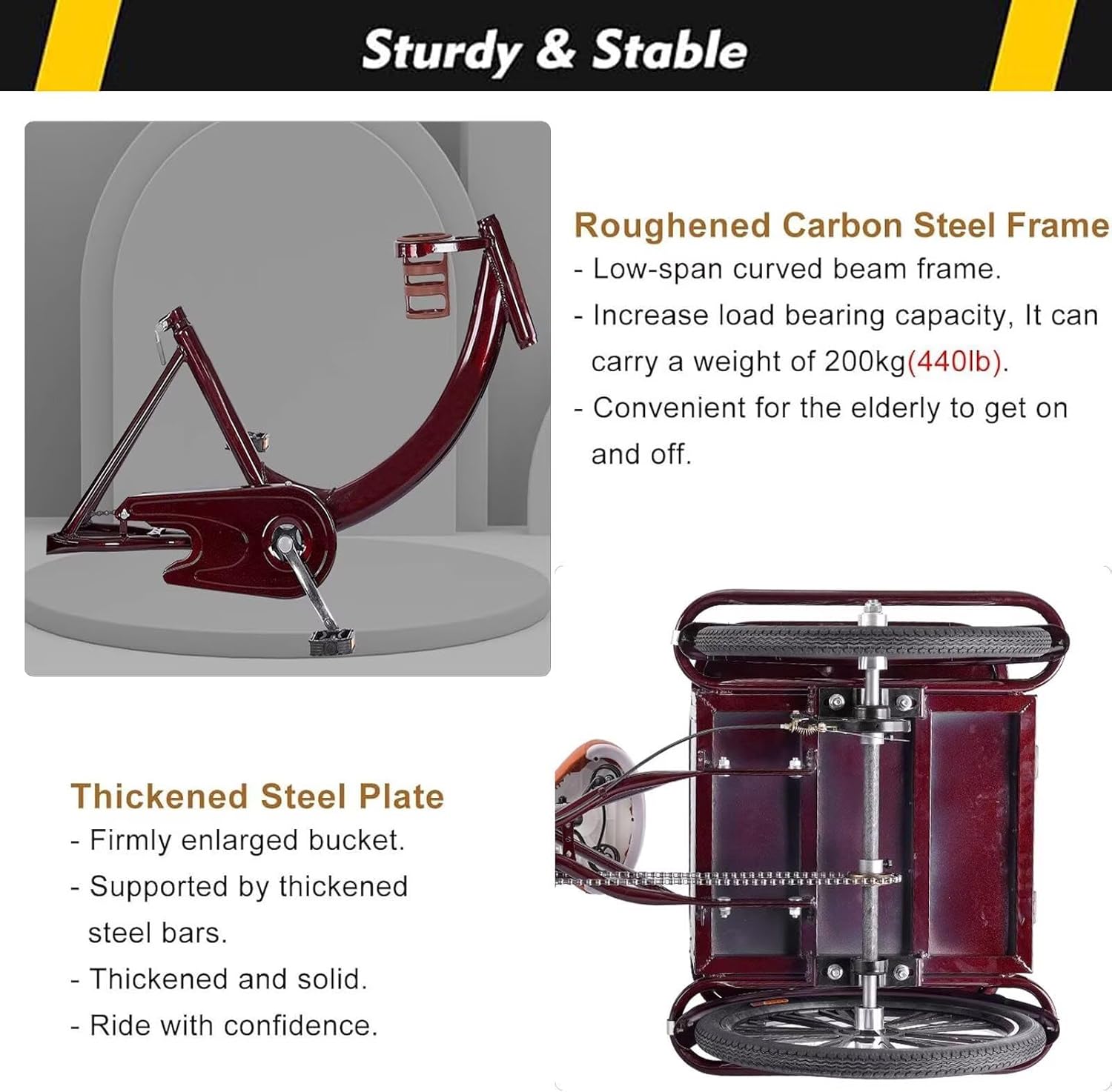 Tricycle Cargo avec Cabine arrière, vélo à 3 Roues avec Roues de 20 Pouces, Tricycle Adulte avec Double freinage, pour Les Loisirs, Le Shopping,Suspension Avant Vert Spoke wheel