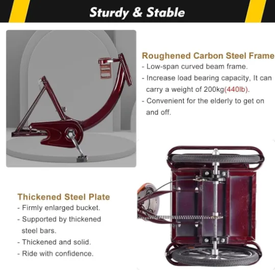Tricycle Cargo avec Cabine arrière, vélo à 3 Roues avec Roues de 20 Pouces, Tricycle Adulte avec Double freinage, pour Les Loisirs, Le Shopping,Suspension Avant Vert Spoke wheel