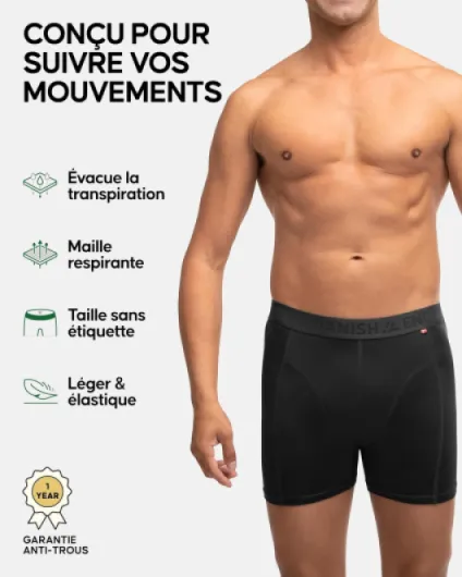 Boxers de Course pour Hommes, Caleçons Anti-frottements, Jambes Longues ou Normales, Boxers de Sport Respirants Lot de 6 XL Noir