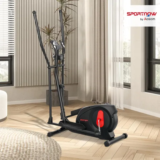 Vélo elliptique pour la Maison Ultra Silencieux, vélo elliptique magnétique à 8 Niveaux de résistance avec écran LED, capteur de pouls, Porte-Bouteille et roulettes, Noir