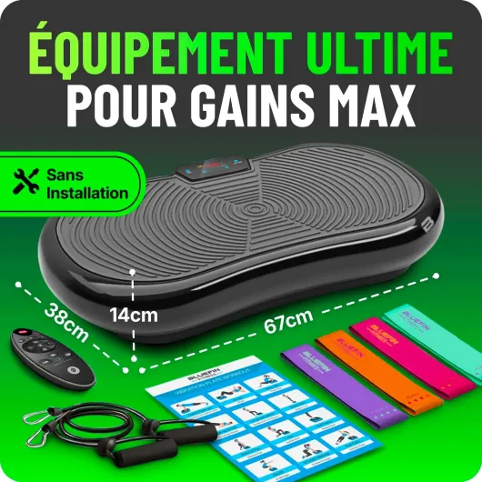 Plateforme Vibrante Bluefin Fitness Machine à d'exercice Vibrations Appareil à Vibrations pour l'entraînement de Tout Le Corps pour la Maison & Rangement Facile A Ultra Slim