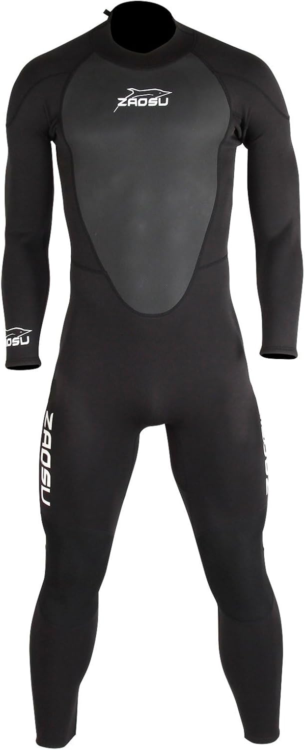 ZAOSU Aqua Essential Combinaison intégrale en néoprène 3 mm pour eau libre, fermeture éclair dans le dos, SUP, plongée avec tuba, surf, plongée, natation