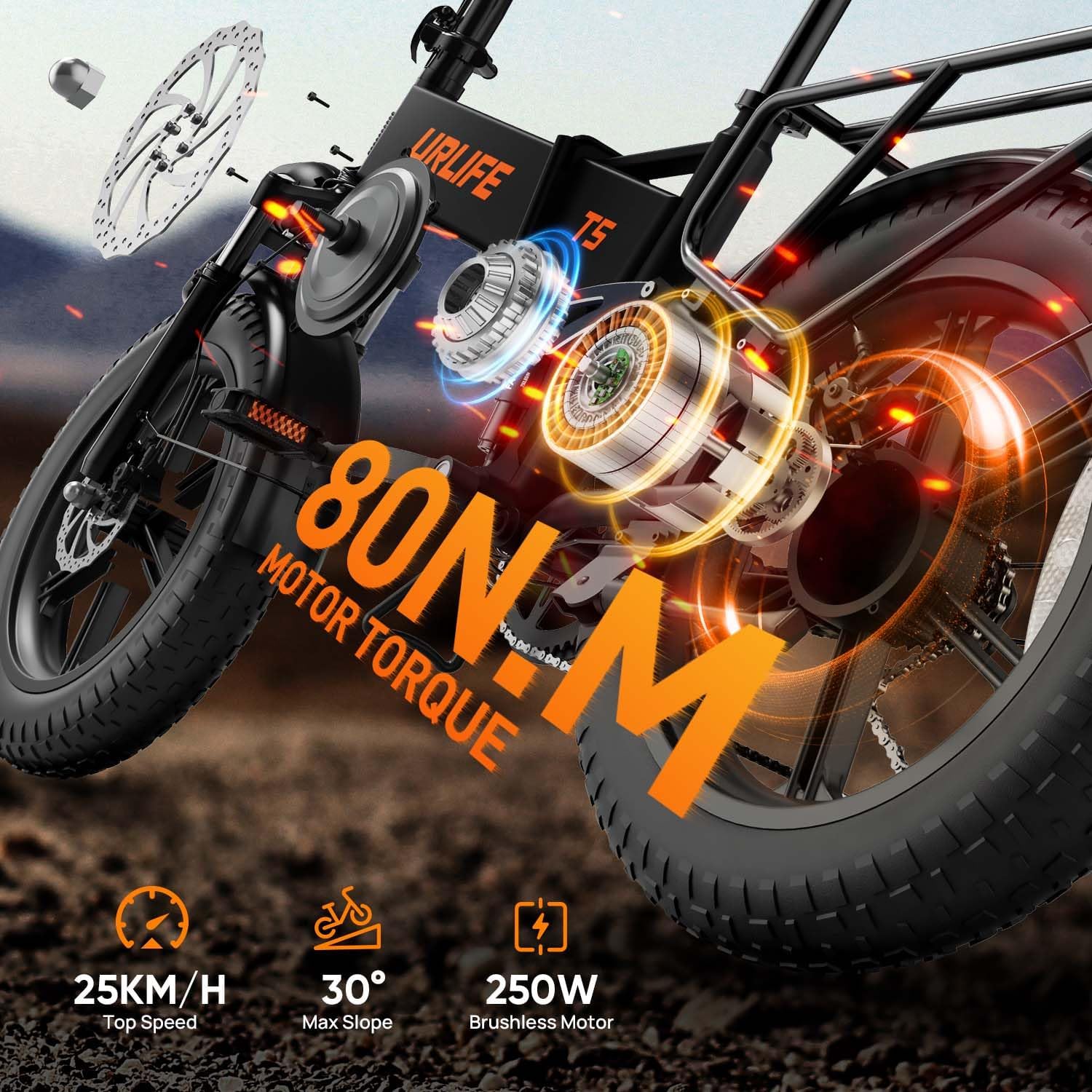 URLIFE Vélo électrique pliant 20 x 4,0" Fat Tire E Bike pour homme avec batterie amovible 48 V 13 Ah longue portée jusqu'à 80-100 km, suspension complète pour tous les types de terrain, 7 vitesses Bleu