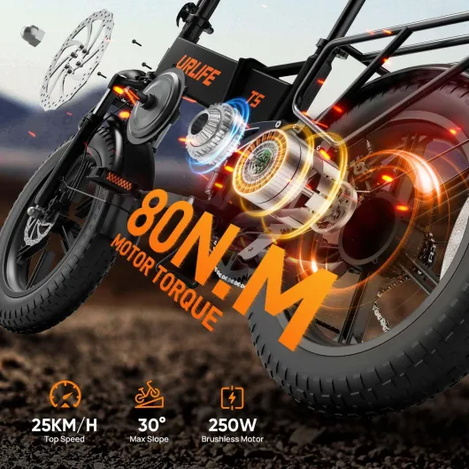 URLIFE Vélo électrique pliant 20 x 4,0" Fat Tire E Bike pour homme avec batterie amovible 48 V 13 Ah longue portée jusqu'à 80-100 km, suspension complète pour tous les types de terrain, 7 vitesses Bleu