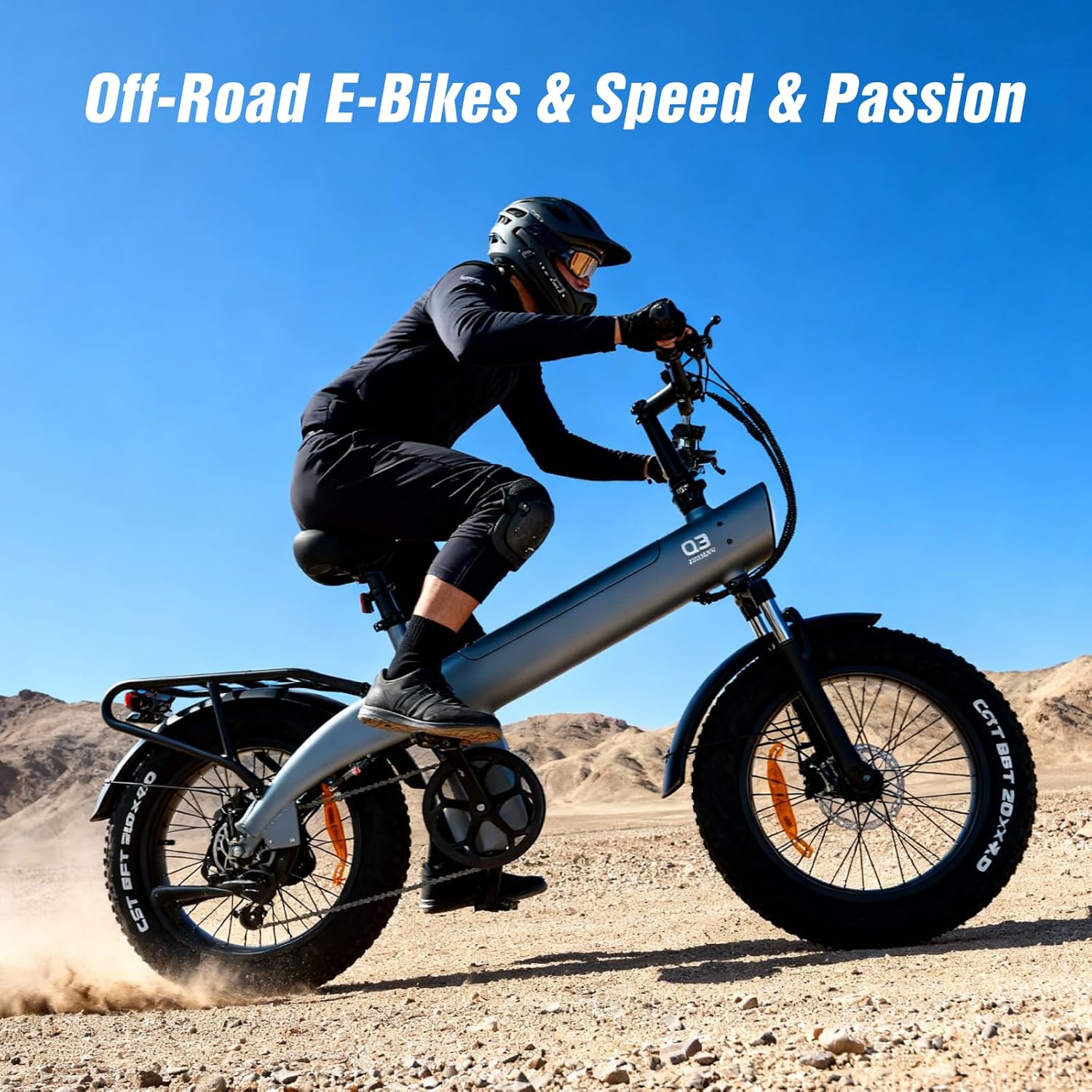 Q3 Vélo électrique pour Adultes,20''x4'' Fat E Bike,Moteur 115Nm et 48V 20Ah Batterie Amovible Jusqu’à 100KM,Suspension Intégrale & Freins Hydrauliques,7 Vitesses Ebike avec Écran LCD One Batterie grise