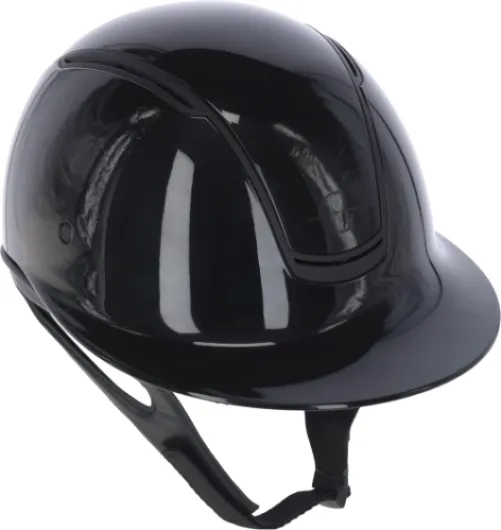Covalliero Casque d'équitation Eclipse Polo, aspect brillant, système disque, sécurité ERT, excellente ventilation, doublure intérieure amovible, noir laqué, 52-56 cm