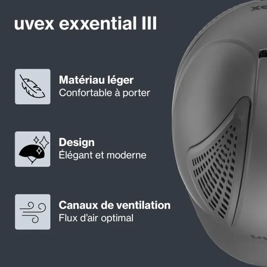 Uvex exxential III – Casque d’équitation Unisexe léger – Ajustement Individuel Gris foncé mat M-L