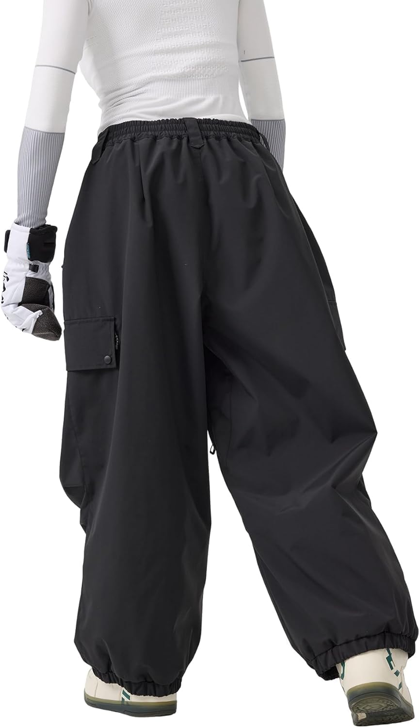 Pantalon de Ski pour Homme et Femme Pantalon de Snowboard - Baggy Ample Unisexe 20K Imperméable Coupe-Vent Respirant Chaud L Noir