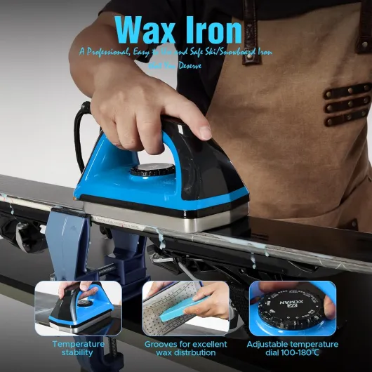 Kit complet XCMAN pour réglage et fartage de ski et snowboard avec fer à cirer, cire pour ski, régleur de bord latéral, réparation de base Ptex, pierre gommeuse, pierres diamantées pour le réglage des
