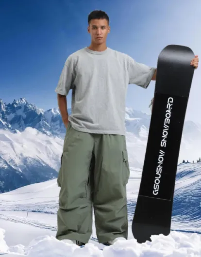 Pantalon de Ski pour Homme et Femme Pantalon de Snowboard - Baggy Oversize Ample Imperméable Coupe-Vent Respirant Chaud M Vert Armée