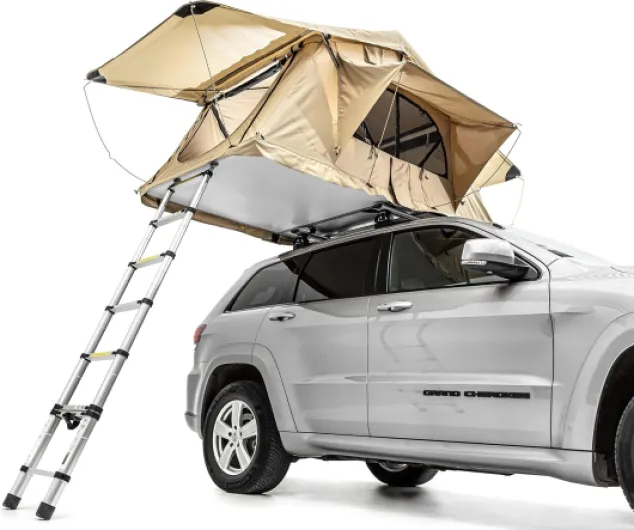 Tente de Toit pour Voiture 2 Personnes avec Matelas, échelle télescopique, Poches pour Accessoires et moustiquaires - imperméable - Idéal pour Le Camping en voitu