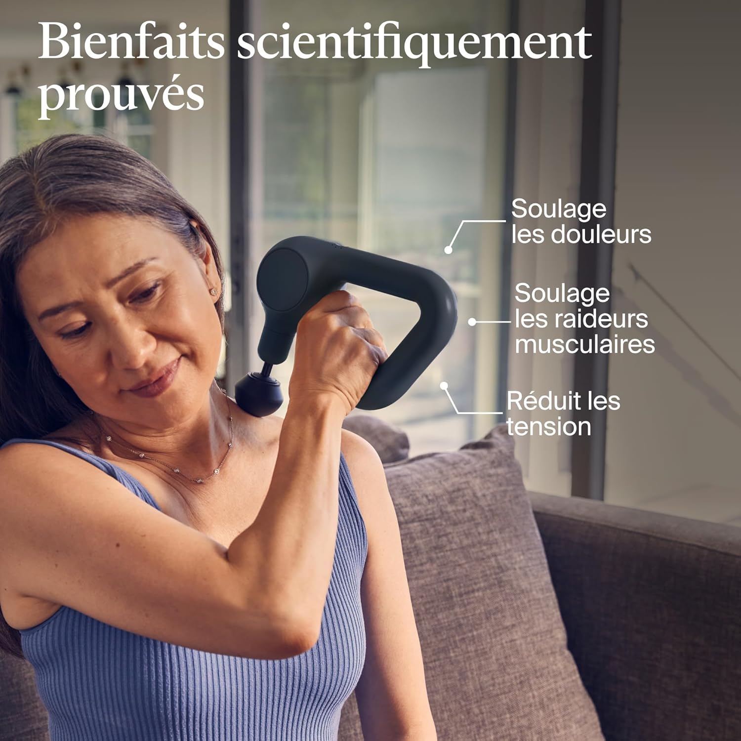 Relief pistolet de massage à percussion portable – Confortable et léger pour soulager la douleur quotidienne dans le cou, le dos, les jambes, les épaules et le corps - Anthracite Noir