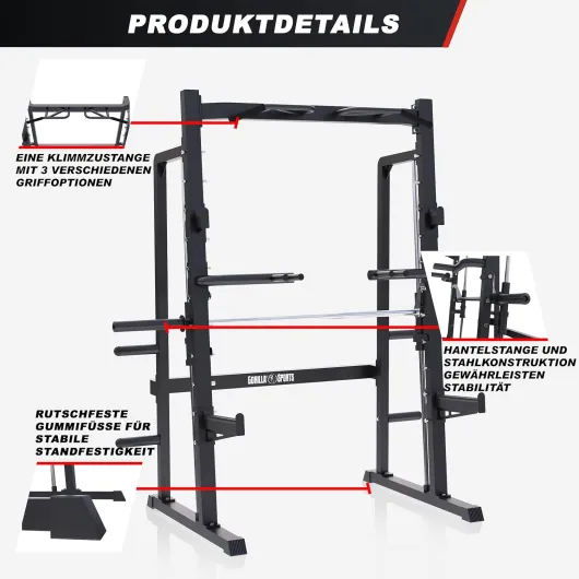 ® Smith Machine - Pull Up Bar, Barre Guidée pour Disques 50/51 mm, Charge Max 300 kg - Cage a Squat, Machine de Sport, Power Station, Gym Equipment