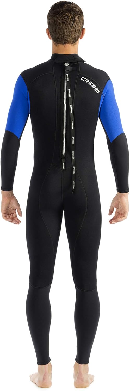 Cressi Morea Man Monopiece Wetsuit 3mm - Combinaison Humide Monopièce pour des Hommes Noir/bleu FR : L (Taille Fabricant : L/4)