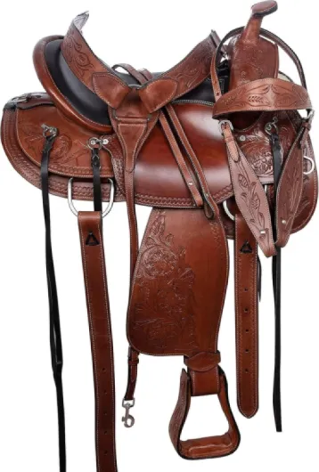 Western Horse ME-WLS-108 Selle de cheval en cuir avec jupe ronde Marron 25,4 à 45,7 cm 10"