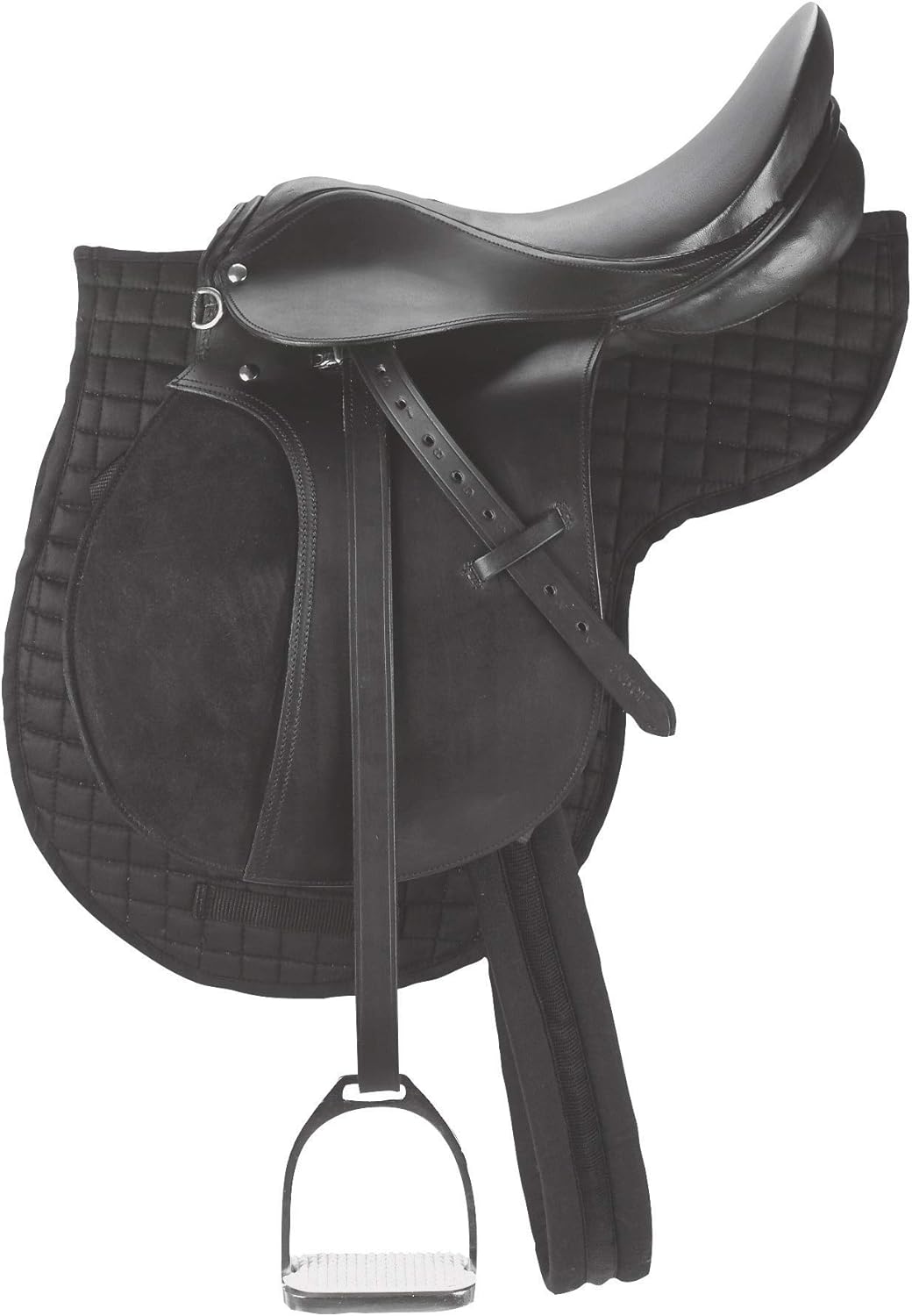 Covalliero Selle, Haflinger, Noir, 44,5cm, Largeur de Selle 34,5cm, Longueur de Sangle 125cm, Confortable, Bien ajustée, avec et Tapis de Selle Inclus Noir 17,5" (Lot de 1)
