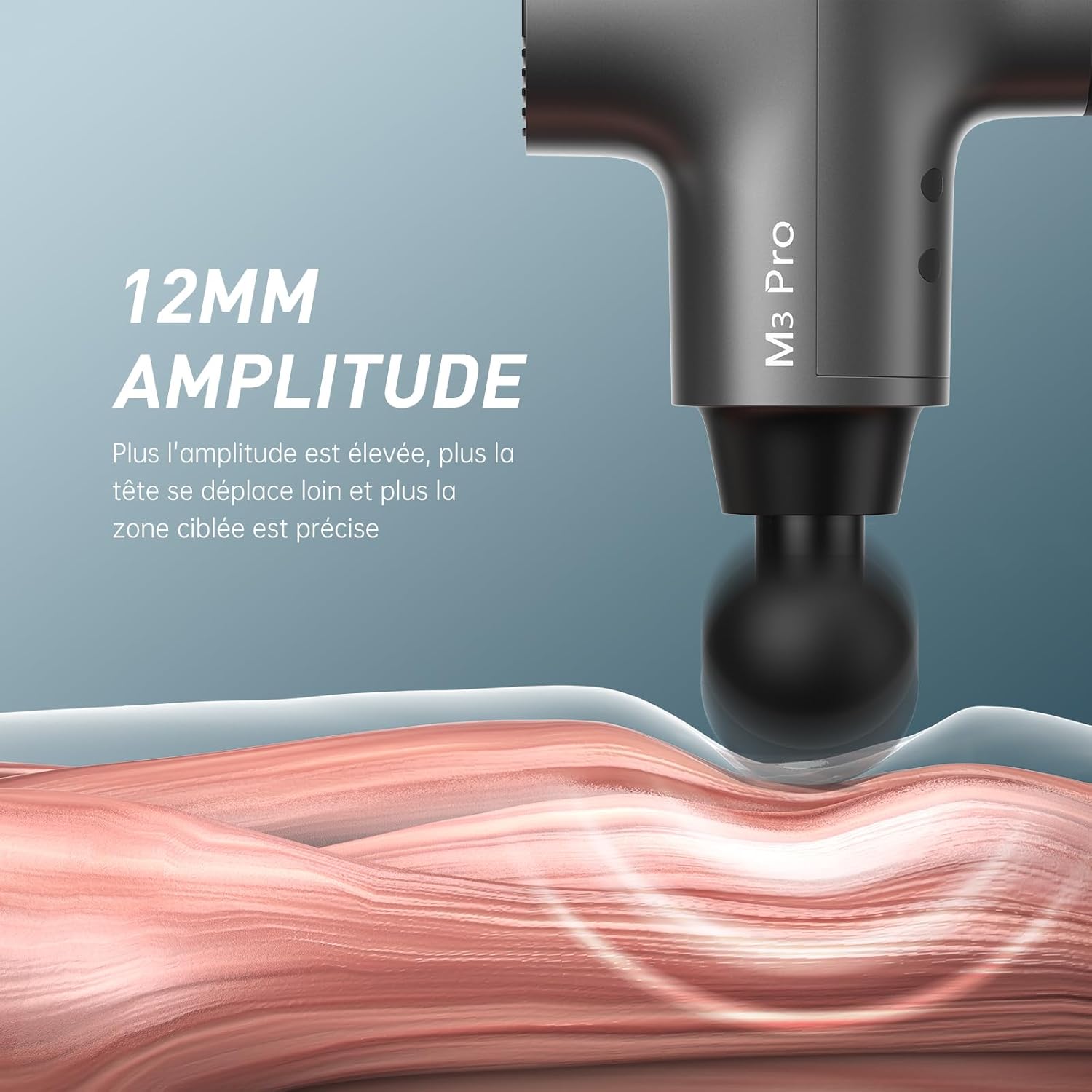 OPOVE M3 Pro 2 Pistolet de Massage, Pistolet de Massage Musculaire, Affichage LED 2500 RPM Masseurs Électriques, Masseur Dos, Soulager les Douleurs Musculaires, Gris