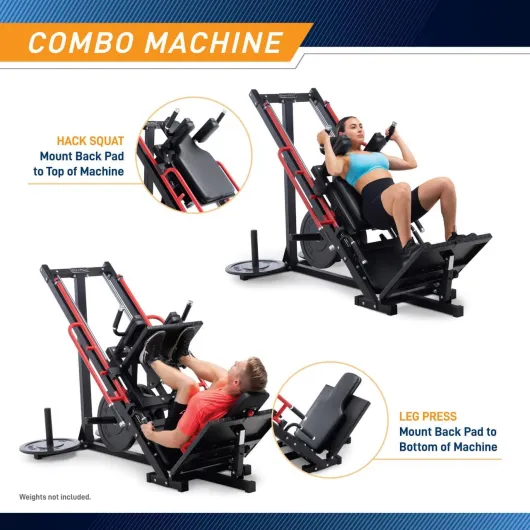 Presse à Cuisses & Squat pour Salle de Sport à Domicile Machine Double Fonction avec Système de Sécurité Mouvement Fluide Équipement Compact Charge Maximale 270 kg - Leg Press et Hack Squat