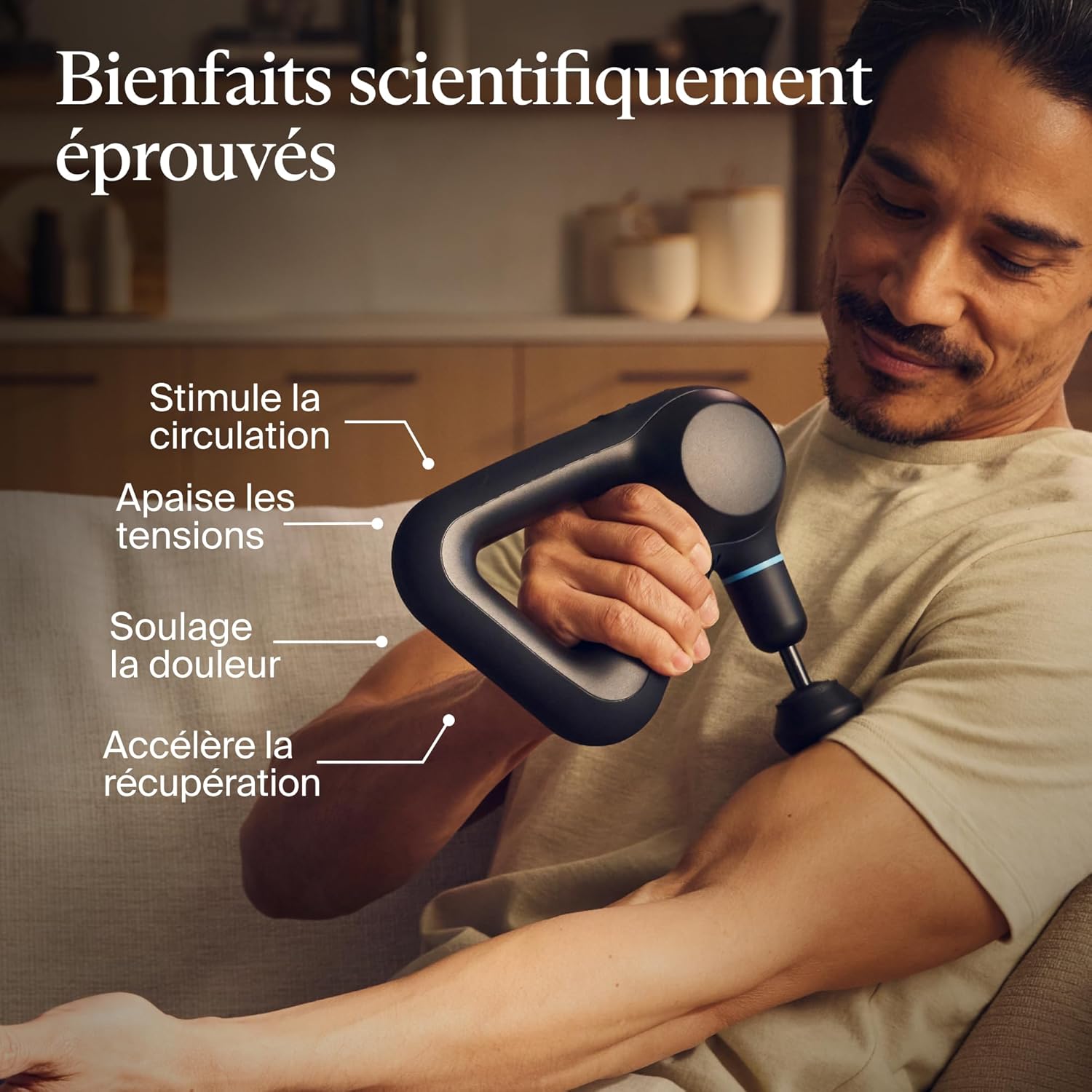 Prime Percussion Pistolet de massage portable Soulagement des douleurs du cou et du dos des tissus profonds, masseur électrique portatif, chargement Bluetooth et USB-C, 5e génération Noir - 5e Génération
