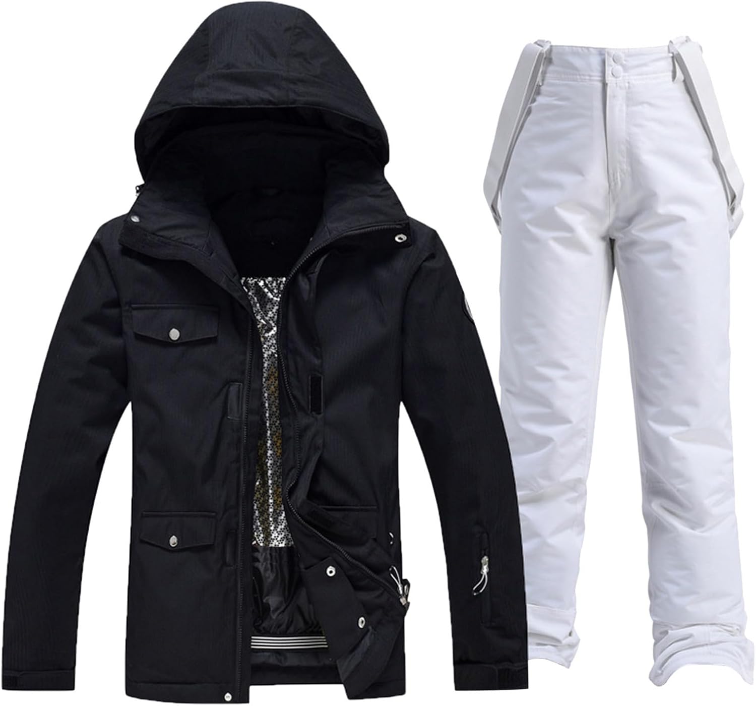 Generisch Ensemble veste et pantalon de ski pour hommes Combinaison de neige isolée coupe-vent Manteau de snowboard d'hiver chaud Bk2 - L