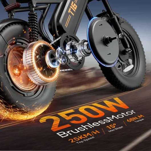 URLIFE 16" x 3.0 Vélo Électrique, Batterie Amovible 48 V 13 Ah, Moteur sans Balais 250W, Autonomie de 120 km, Velo Electrique avec Double Suspension, Coffre de Rangement E Bike pour Adultes