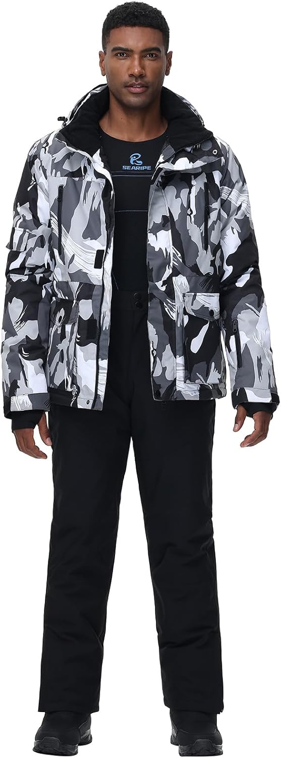 Ensemble veste et pantalon de ski pour homme - Combinaison de neige imperméable pour l'hiver - Veste de snowboard coupe-vent - Combinaison de ski changjia L Noir 3 + noir